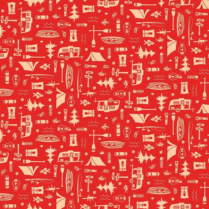 Happy Haven Let's Camp Red by Shawn Wallace for Riley Blake Designs - C17622-RED
