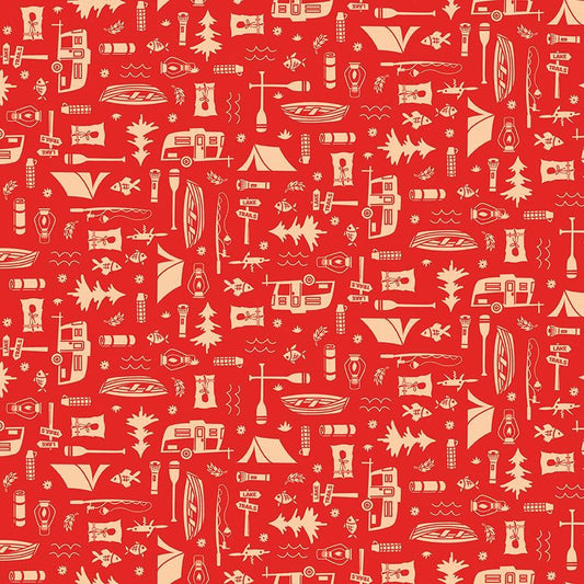Happy Haven Let's Camp Red by Shawn Wallace for Riley Blake Designs - C17622-RED