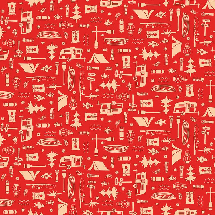 Happy Haven Let's Camp Red by Shawn Wallace for Riley Blake Designs - C17622-RED