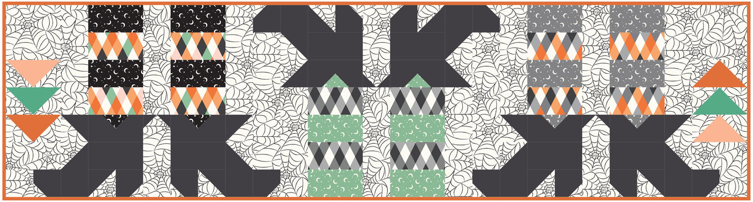 Witches Feet Table Runner Kit with Frank and Friends fabric - store cut kit