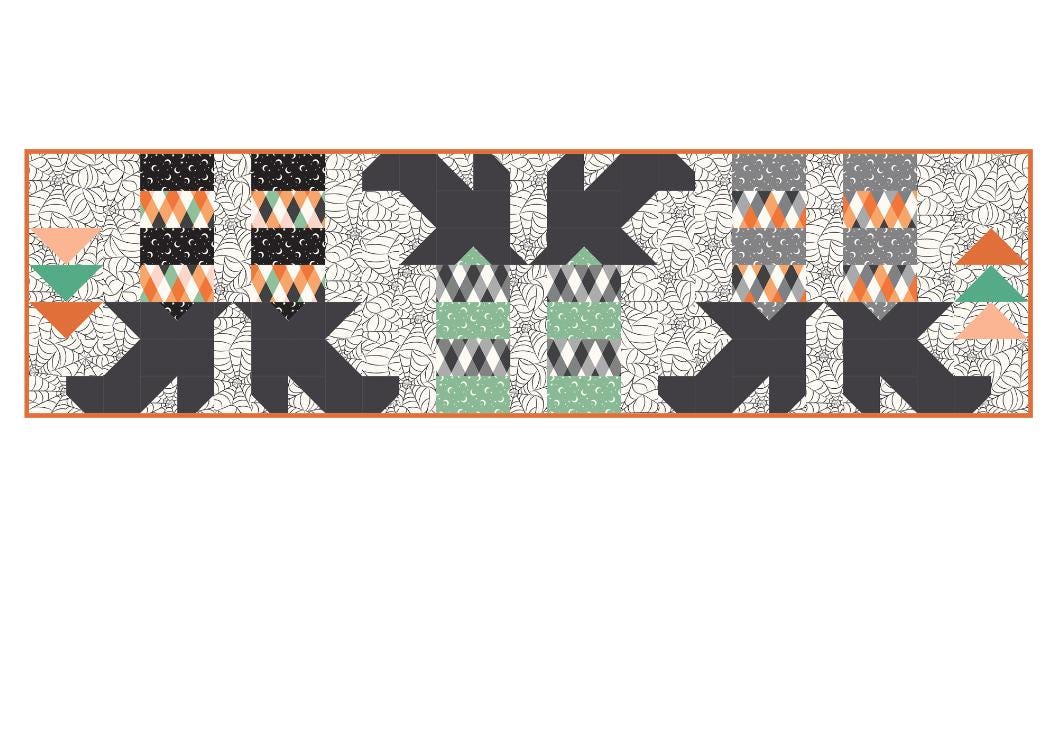 Witches Feet Table Runner Kit with Frank and Friends fabric - store cut kit