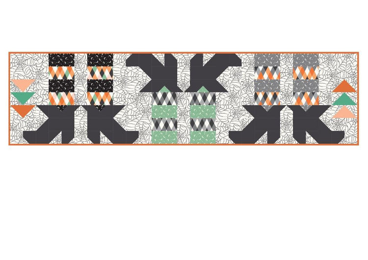 Witches Feet Table Runner Kit with Frank and Friends fabric - store cut kit