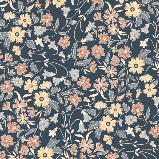 The Orchard Season Harvest Bouquet in Teal by House of Haricot for Cloud9 Fabric - 228905