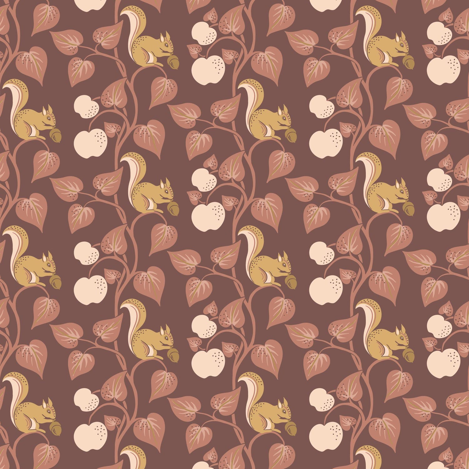 The Orchard Season Acorn Gathering in Cocoa by House of Haricot for Cloud9 Fabric - 228909
