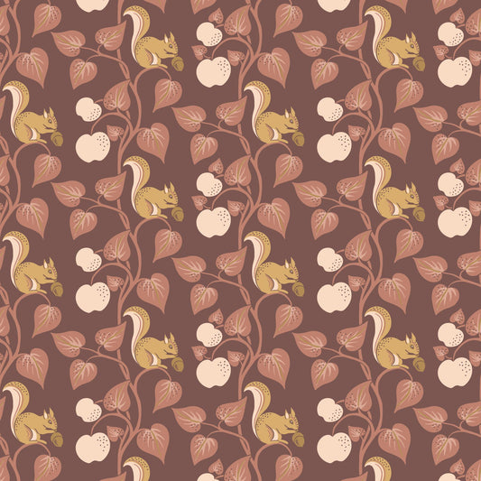 The Orchard Season Acorn Gathering in Cocoa by House of Haricot for Cloud9 Fabric - 228909