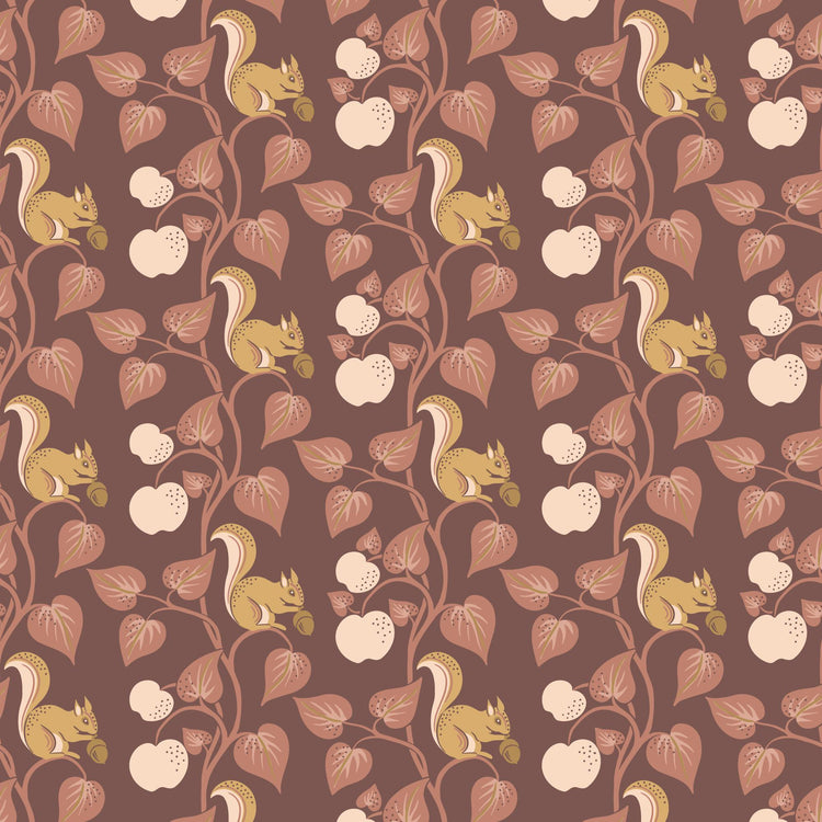 The Orchard Season Acorn Gathering in Cocoa by House of Haricot for Cloud9 Fabric - 228909