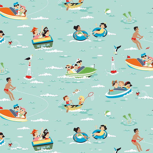 Happy Haven The Good Life Aqua by Shawn Wallace for Riley Blake Designs - C17621-AQUA