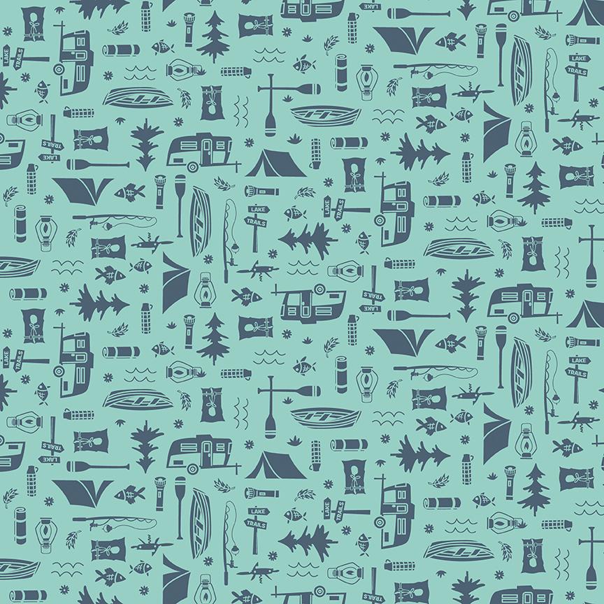 Happy Haven Let's Camp Aqua by Shawn Wallace for Riley Blake Designs - C17622-AQUA