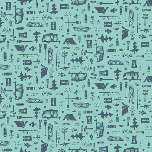 Happy Haven Let's Camp Aqua by Shawn Wallace for Riley Blake Designs - C17622-AQUA