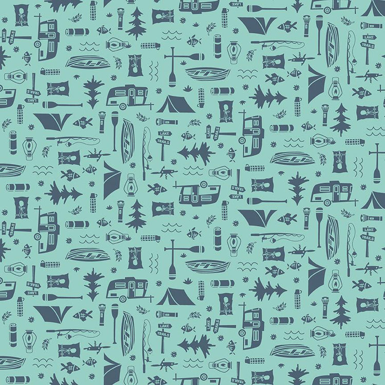 Happy Haven Let's Camp Aqua by Shawn Wallace for Riley Blake Designs - C17622-AQUA