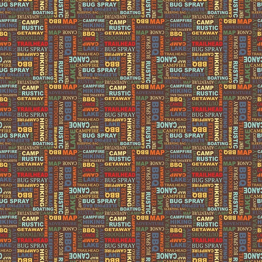Happy Haven Text Brown by Shawn Wallace for Riley Blake Designs - C17624-BROWN
