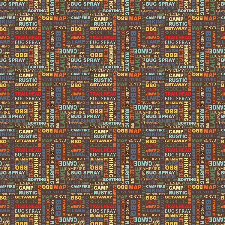 Happy Haven Text Brown by Shawn Wallace for Riley Blake Designs - C17624-BROWN