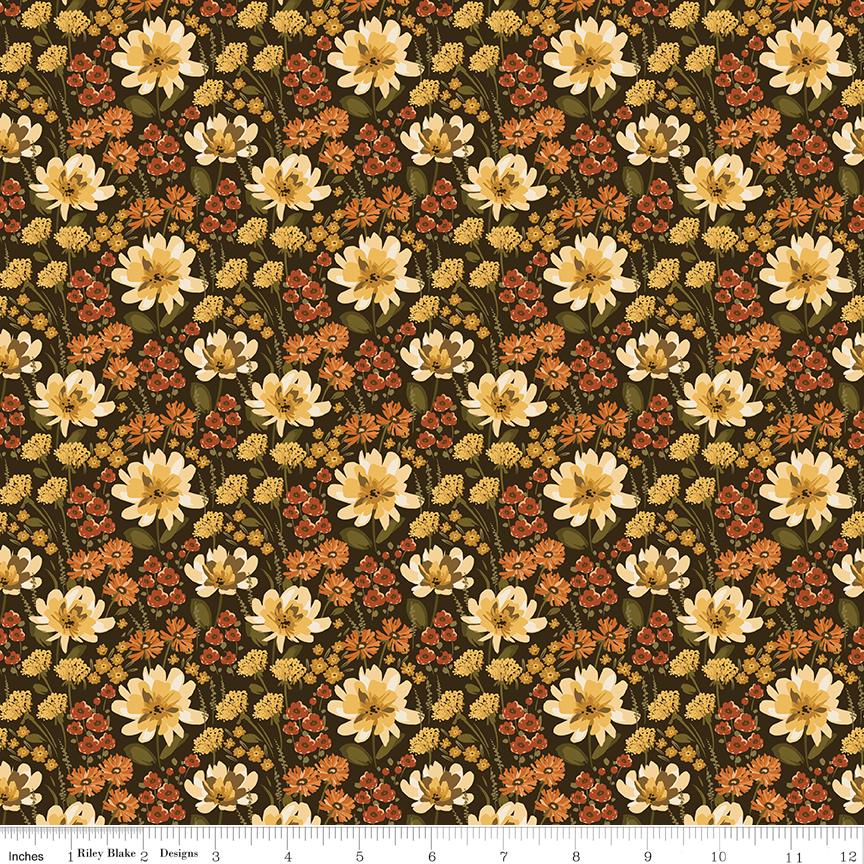 Bountiful Floral Mocha by Sandy Gervais for Riley Blake Designs - C17861-MOCHA