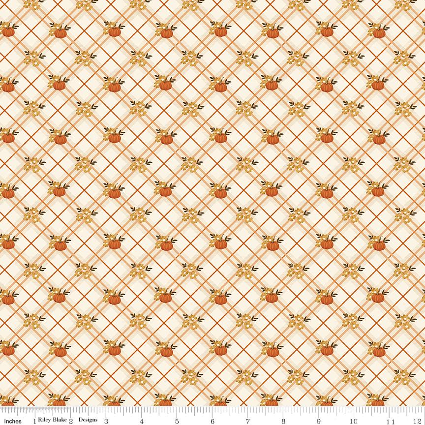 Bountiful Pumpkin Plaid Cream by Sandy Gervais for Riley Blake Designs - C17862-CREAM