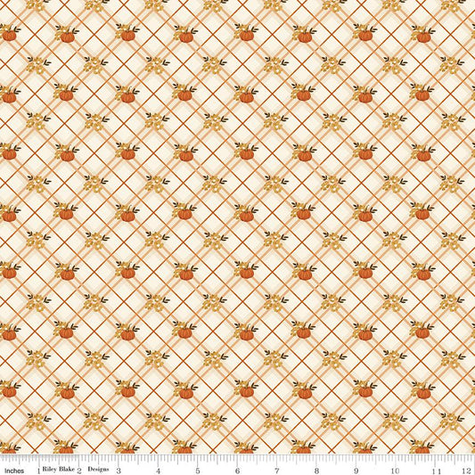 Bountiful Pumpkin Plaid Cream by Sandy Gervais for Riley Blake Designs - C17862-CREAM