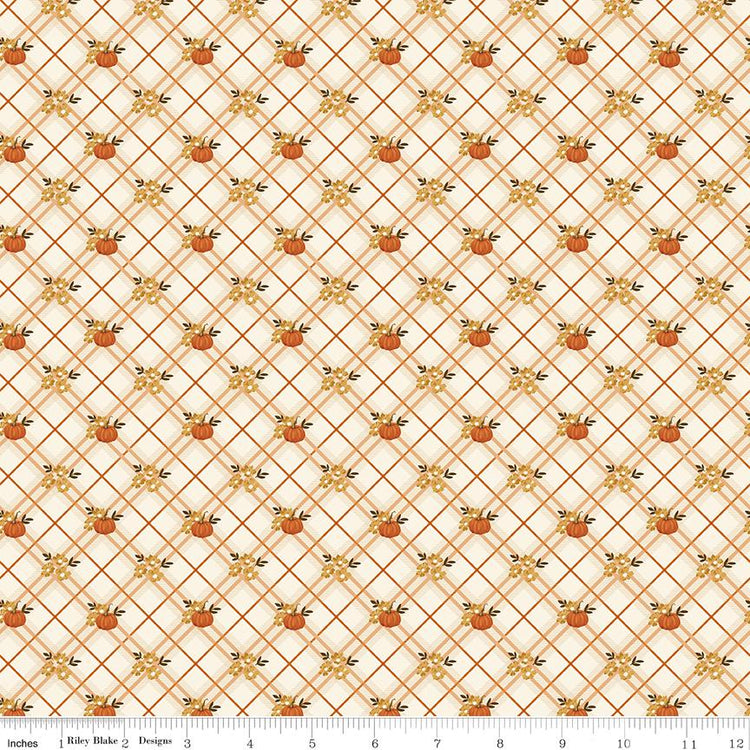 Bountiful Pumpkin Plaid Cream by Sandy Gervais for Riley Blake Designs - C17862-CREAM