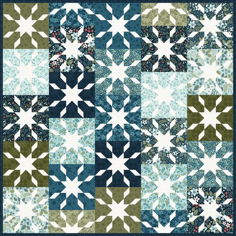 Tinsel Quilt Kit with Holly & Hearth fabric by Benartex Fabrics - quilt kit with pattern