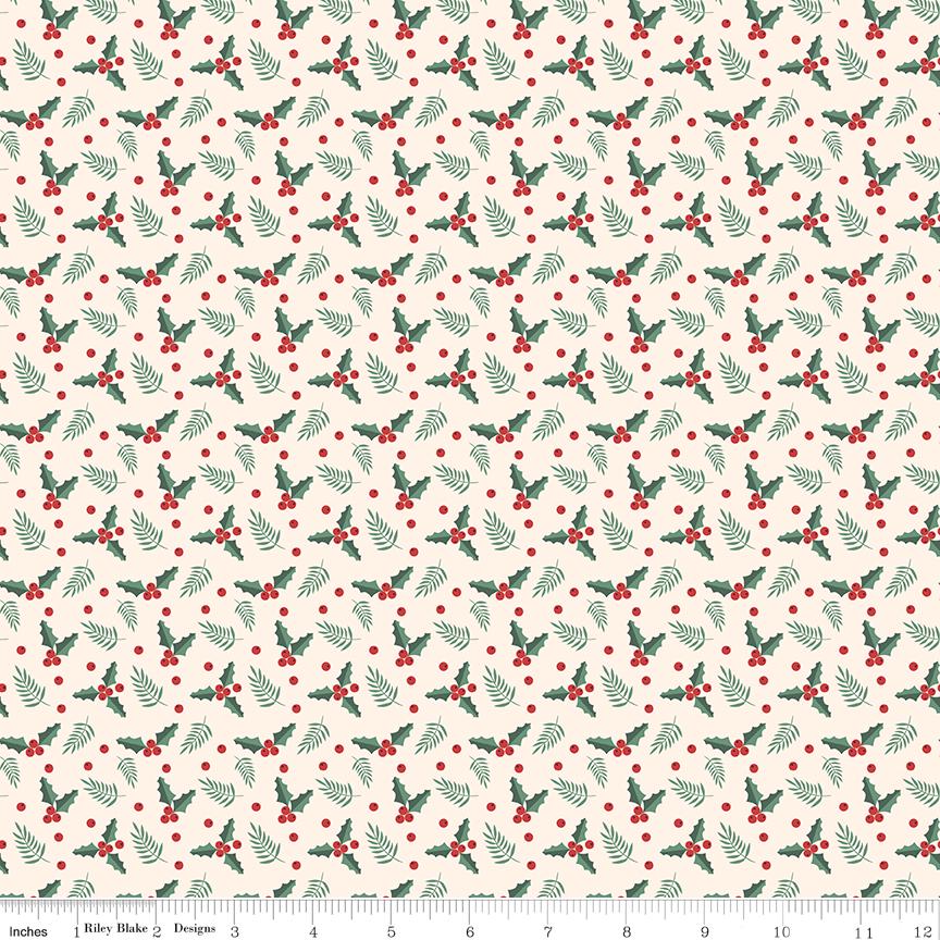 Evergreen Wishes Holly Berries Cream by Traci Reed for Riley Blake Designs - C17814-CREAM