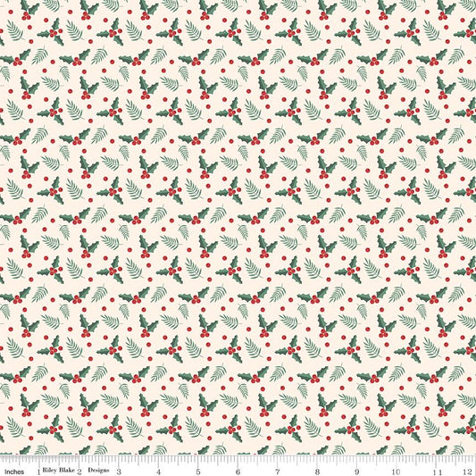 Evergreen Wishes Holly Berries Cream by Traci Reed for Riley Blake Designs - C17814-CREAM