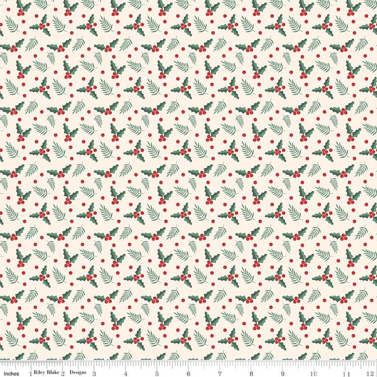Evergreen Wishes Holly Berries Cream by Traci Reed for Riley Blake Designs - C17814-CREAM