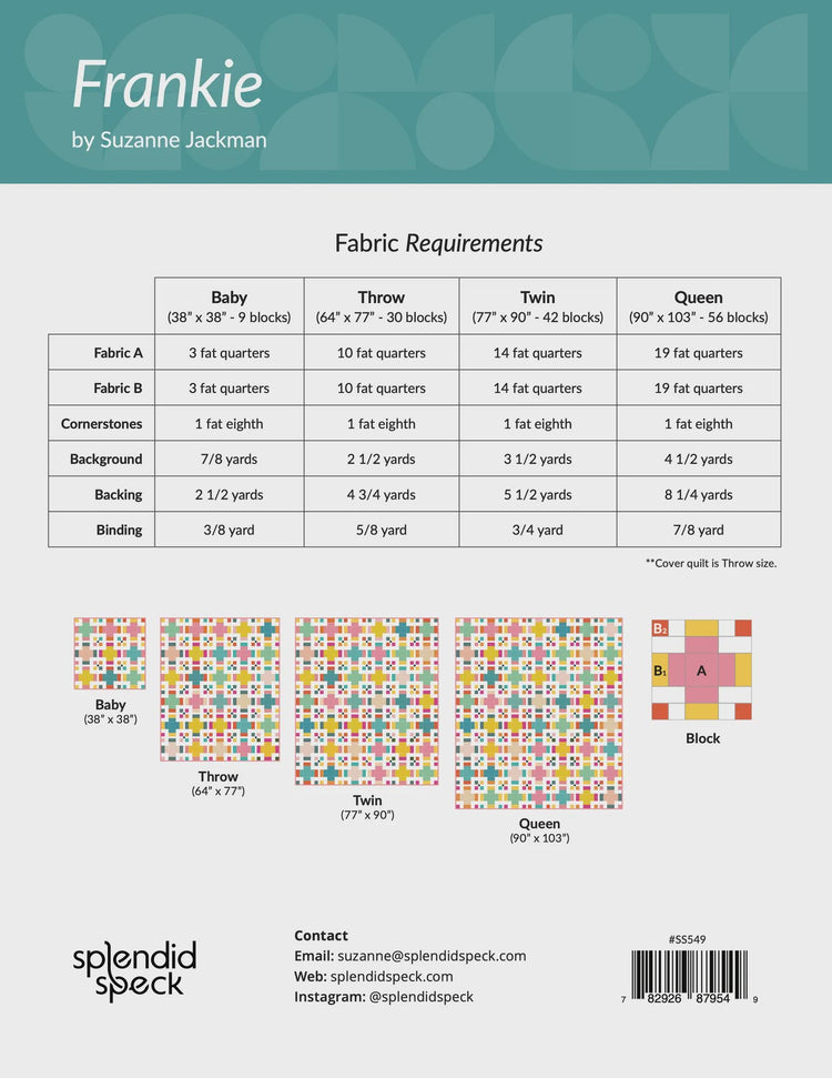 Frankie Quilt Kit with Fieldrush fabric by Moda Fabrics - quilt kit with pattern