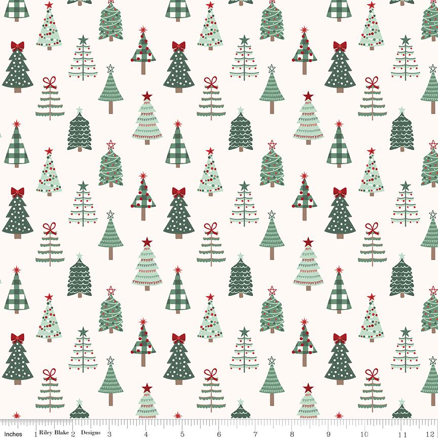 Evergreen Wishes Trees Cream by Traci Reed for Riley Blake Designs - C17811-CREAM