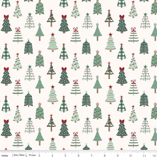 Evergreen Wishes Trees Cream by Traci Reed for Riley Blake Designs - C17811-CREAM