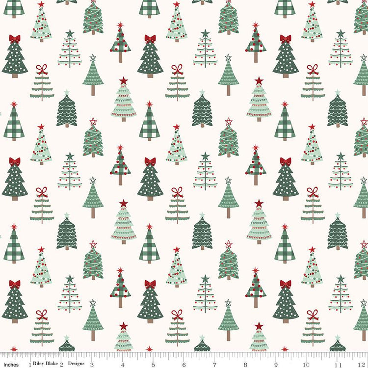 Evergreen Wishes Trees Cream by Traci Reed for Riley Blake Designs - C17811-CREAM