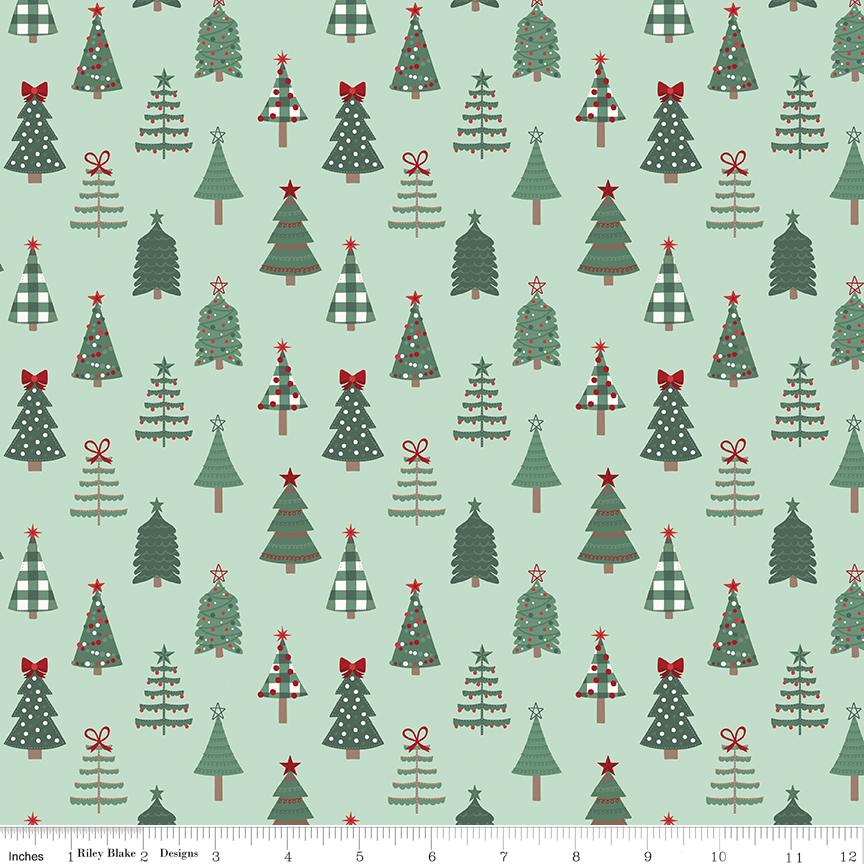 Evergreen Wishes Trees Mint by Traci Reed for Riley Blake Designs - C17811-MINT