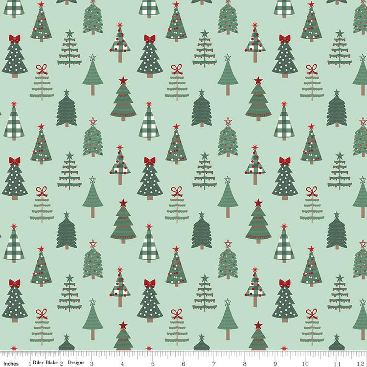 Evergreen Wishes Trees Mint by Traci Reed for Riley Blake Designs - C17811-MINT