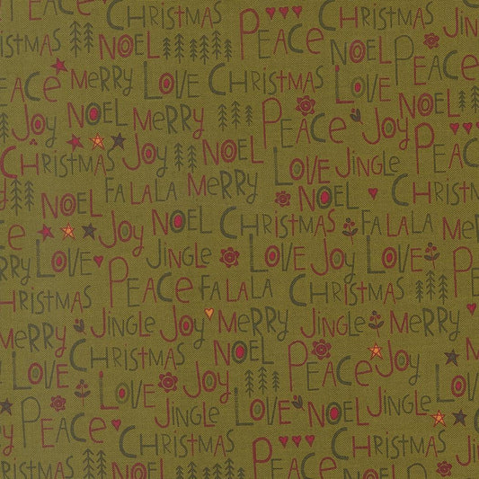 Chilly Peace Love Joy Text and Words Pine by Sweetwater for Moda Fabrics - 55710 13