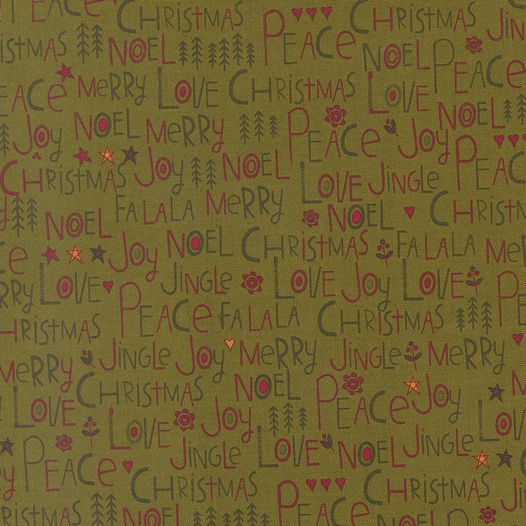 Chilly Peace Love Joy Text and Words Pine by Sweetwater for Moda Fabrics - 55710 13