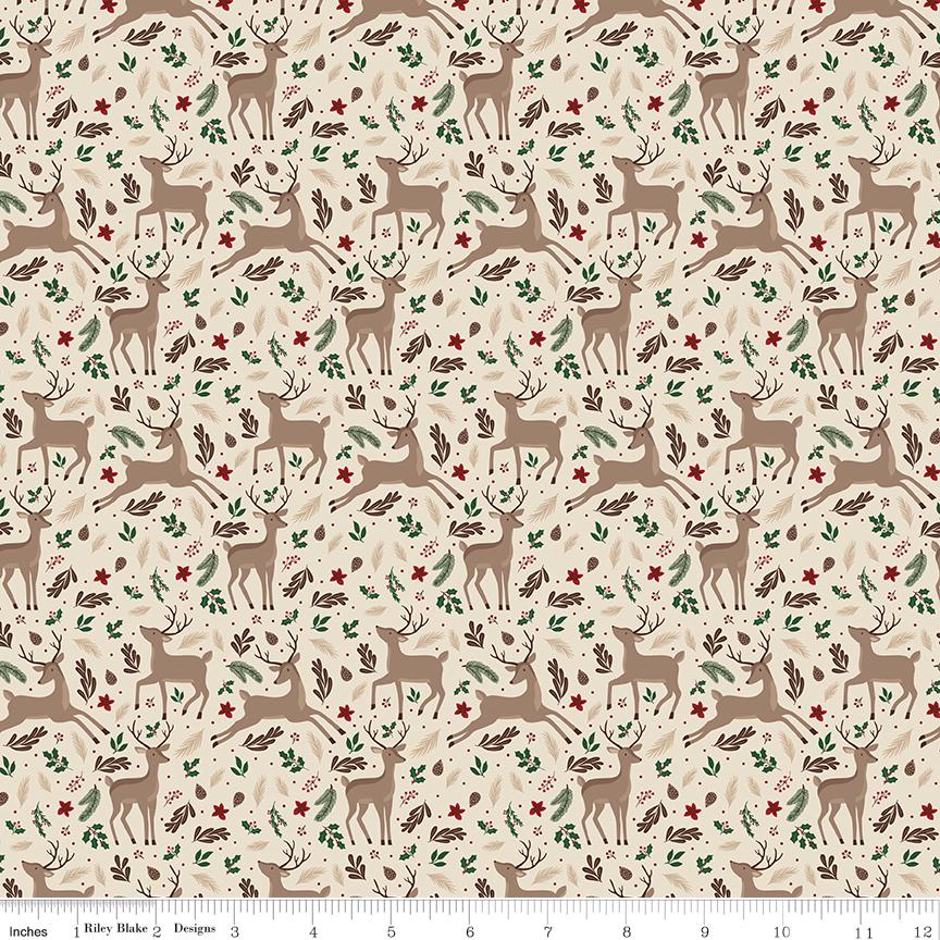 Christmas Time Deer Linen by Dani Mogstad for Riley Blake Designs - C17821-LINEN