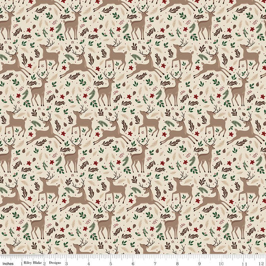 Christmas Time Deer Linen by Dani Mogstad for Riley Blake Designs - C17821-LINEN