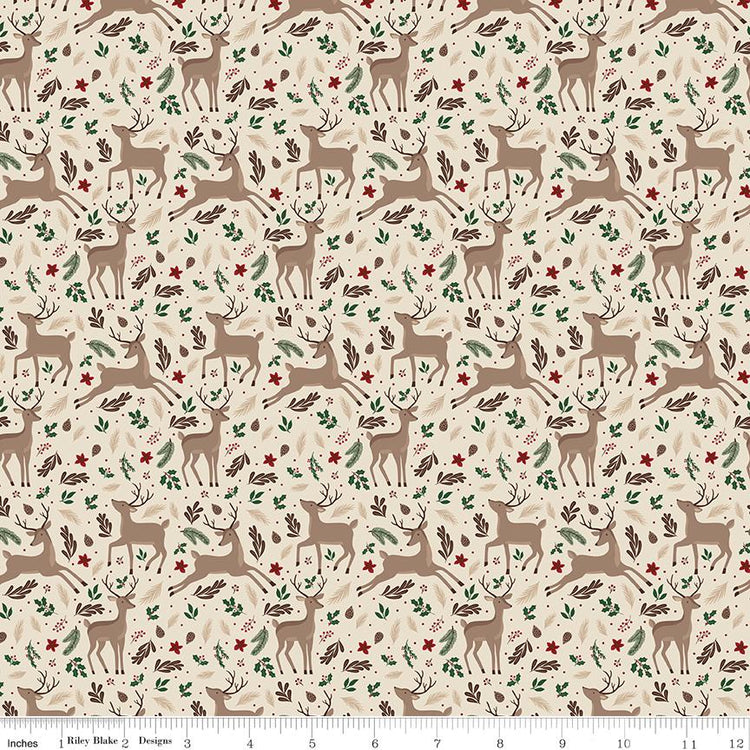 Christmas Time Deer Linen by Dani Mogstad for Riley Blake Designs - C17821-LINEN