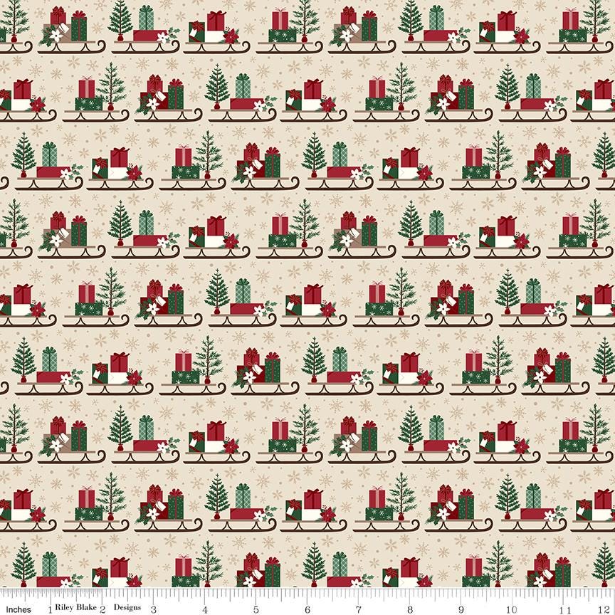 Christmas Time Sleds Linen by Dani Mogstad for Riley Blake Designs - C17822-LINEN