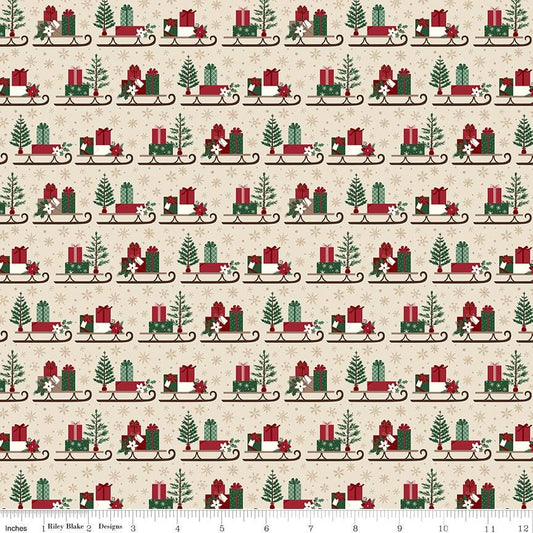 Christmas Time Sleds Linen by Dani Mogstad for Riley Blake Designs - C17822-LINEN