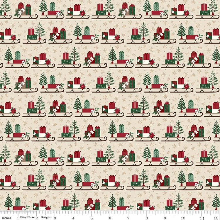 Christmas Time Sleds Linen by Dani Mogstad for Riley Blake Designs - C17822-LINEN
