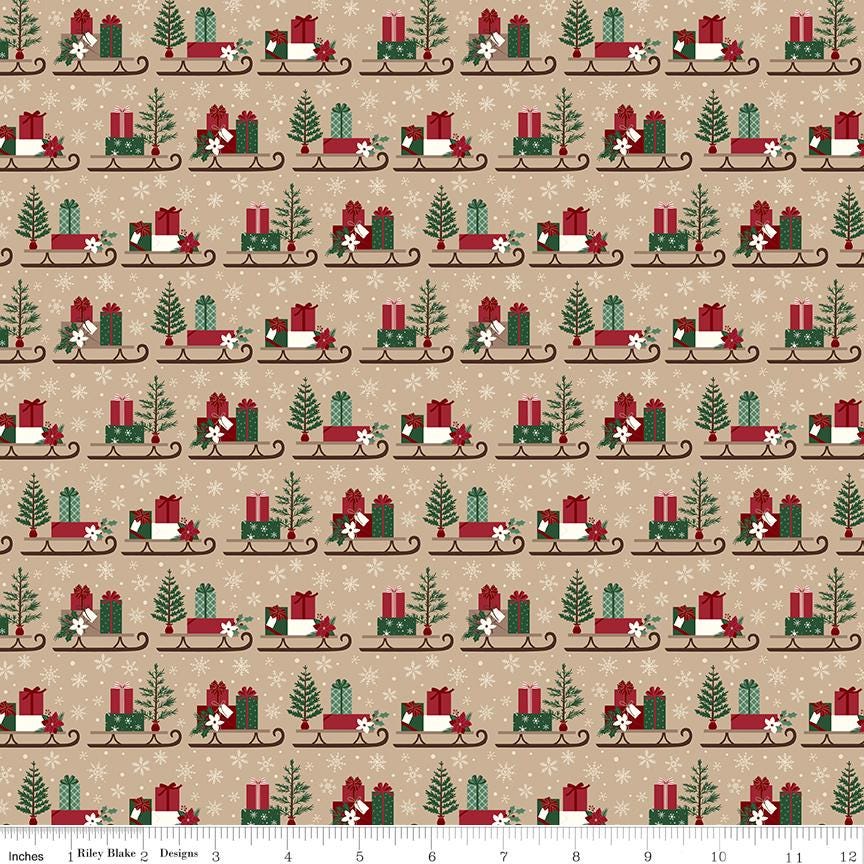 Christmas Time Sleds Tan by Dani Mogstad for Riley Blake Designs - C17822-TAN