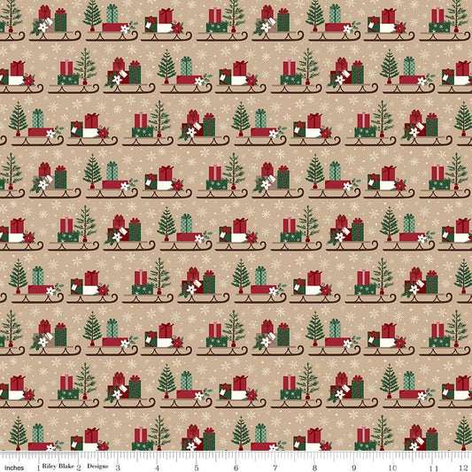 Christmas Time Sleds Tan by Dani Mogstad for Riley Blake Designs - C17822-TAN