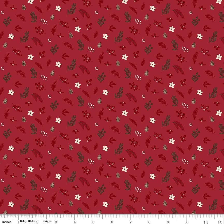 Christmas Time Foliage Red by Dani Mogstad for Riley Blake Designs - C17823-RED