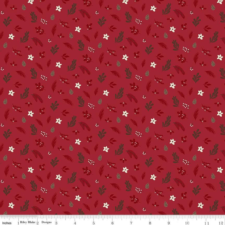 Christmas Time Foliage Red by Dani Mogstad for Riley Blake Designs - C17823-RED