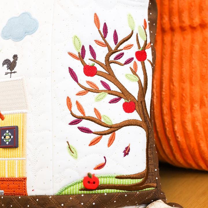 Autumn Acres Bench Pillow Machine Embroidery Designs, Embellishment Kit & Fabric Kit - Kimberbell Designs