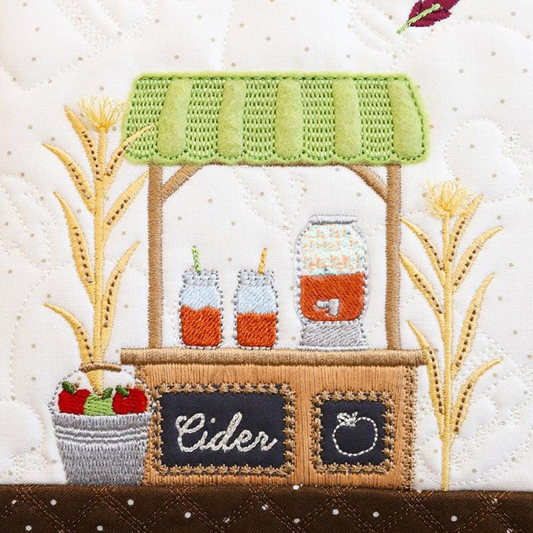 Autumn Acres Bench Pillow Machine Embroidery Designs, Embellishment Kit & Fabric Kit - Kimberbell Designs
