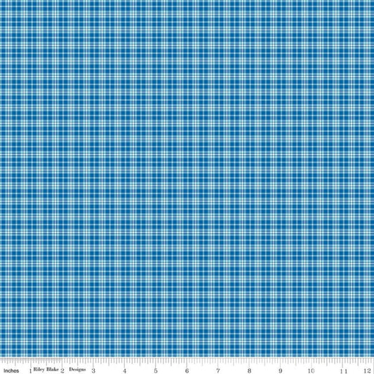 Summer's in Town Plaid in Blue by Sandy Gervais for Riley Blake Designs - C17536-BLUE