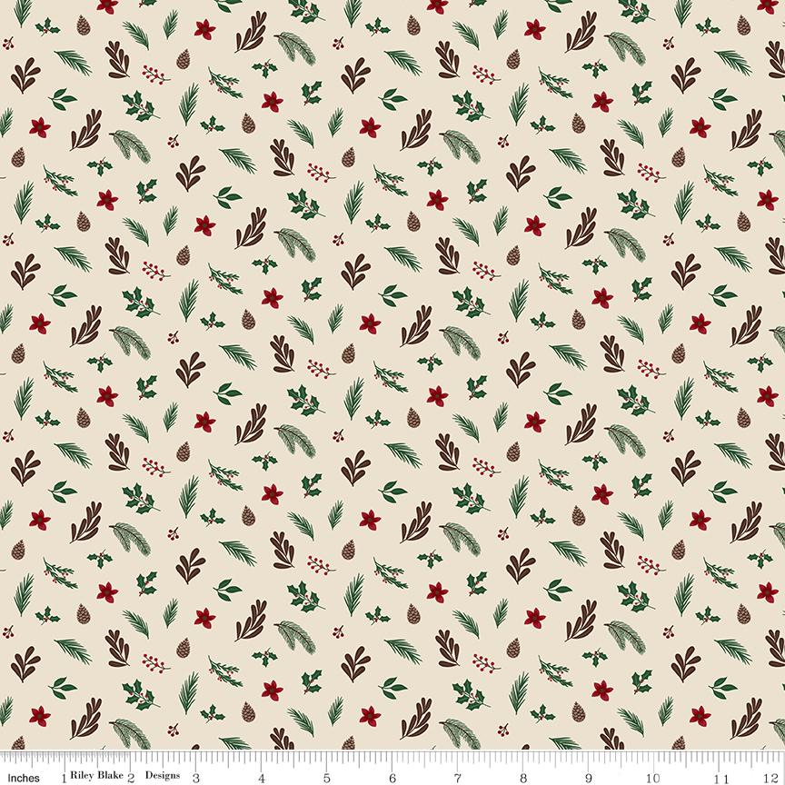 Christmas Time Foliage Linen by Dani Mogstad for Riley Blake Designs - C17823-LINEN