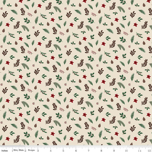 Christmas Time Foliage Linen by Dani Mogstad for Riley Blake Designs - C17823-LINEN