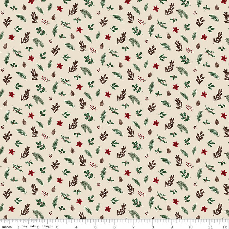 Christmas Time Foliage Linen by Dani Mogstad for Riley Blake Designs - C17823-LINEN