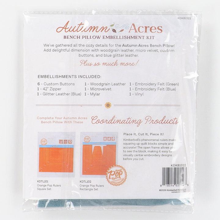 Autumn Acres Bench Pillow Machine Embroidery Designs, Embellishment Kit & Fabric Kit - Kimberbell Designs
