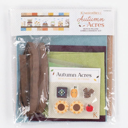 Autumn Acres Bench Pillow Machine Embroidery Designs, Embellishment Kit & Fabric Kit - Kimberbell Designs